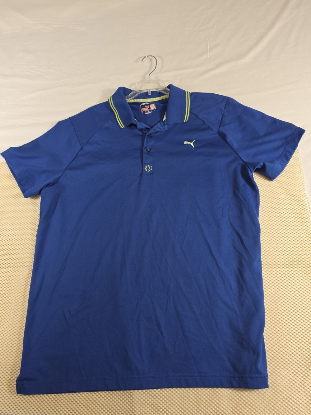 Puma Polo Shirt Mens Large Drycell Golf Short Sleeve Royal Blue